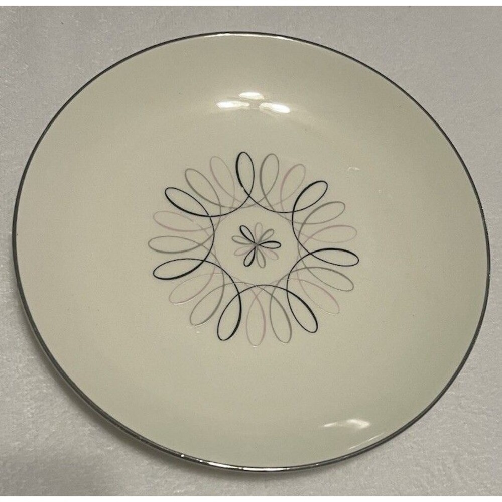Sevron "Carousel" Ceramic Dinnerware Plate White Atomic Pattern Round Glossy